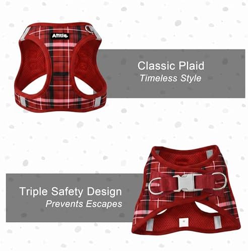 AIITLE Step in Dog Harness and Leash Set Plaid Adjustable