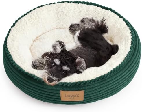 Love's cabin Round Donut Cat and Dog Cushion Bed, 24in Pet Bed