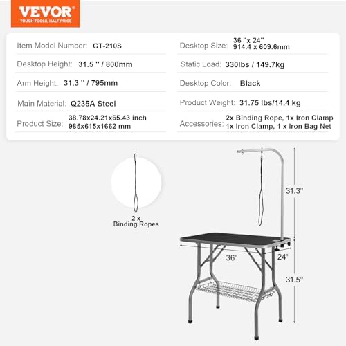 VEVOR Pet Grooming Table Arm