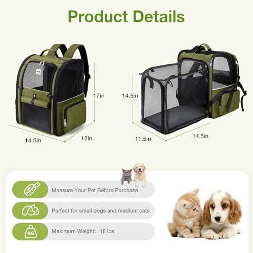 Large Cat Backpack Carrier Expandable Pet Carrier Backpack