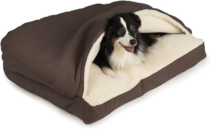 Snoozer Pet Products Luxury Rectangle Cozy Cave Dog Bed with Microsuede, Small, Hot Fudge
