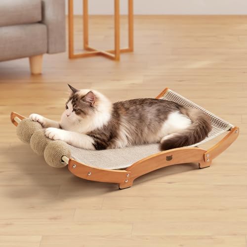 3 in 1 Sisal Cat Scratcher Bed, Solid Pine Cat Scratcher