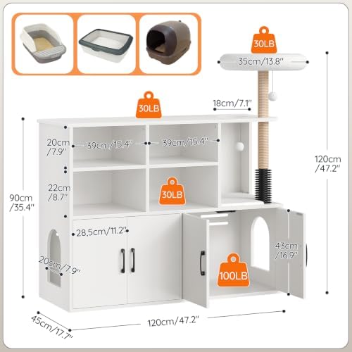 HOOBRO Double Cat Litter Box Enclosure, Hidden Cat Cabinet