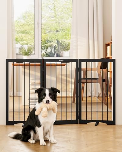 32" Extra Tall Free Standing Dog Gate Indoor, Foldable Pet Gate