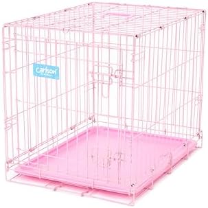 Carlson Pink Secure and Compact Single Door Metal Dog Crate