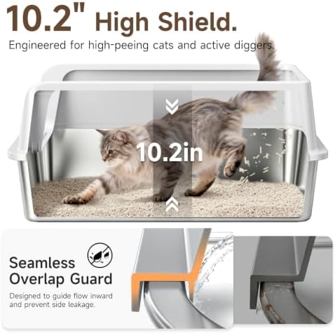 High-Sided Stainless Steel XL Cat Litter Box