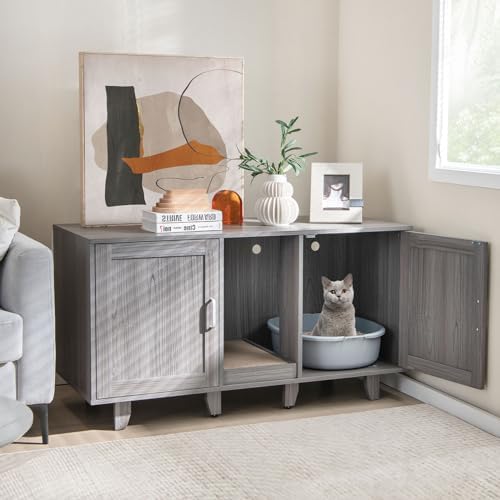 Tangkula Patented Double Cat Litter Box Enclosure