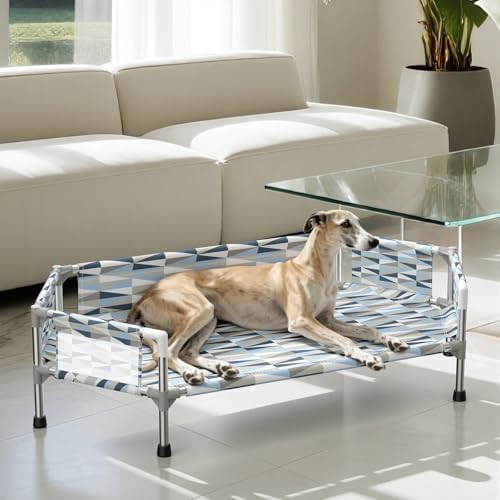 Elevated Dog Bed with Guardrails, Raised Cooling Outdoor Pet Cot Medium