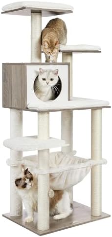 Feandrea Cat Tree, 56.3-Inch Contemporary Cat Tower