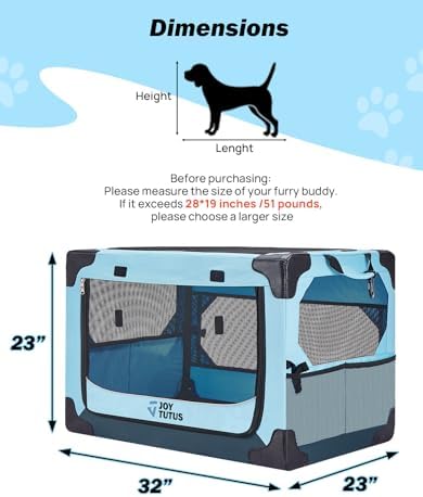 JOYTUTUS Collapsible Dog Crate, 32 Inch Portable Pet Crate