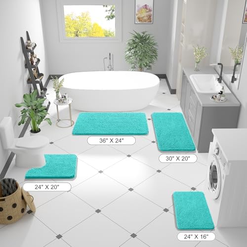 OLANLY Bathroom Runner Rugs 47x24, Extra Soft Absorbent Chenille Bath Rugs