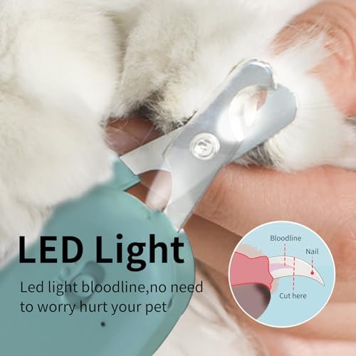PAKEWAY Cat Nail Clipper with LED Light, Safe & Precise
