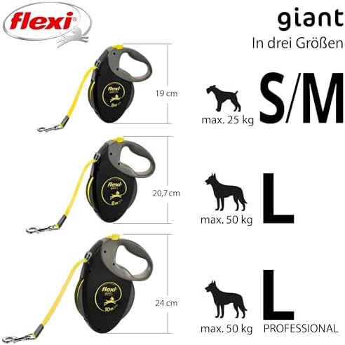 Flexi Giant Professional, L: 10 M, Schwarz/Neon