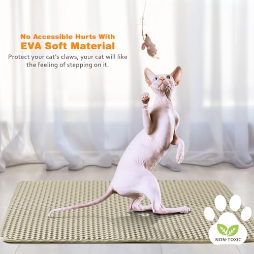 Cat Litter Mat 24"x35", Double Layer EVA litterbox Mat
