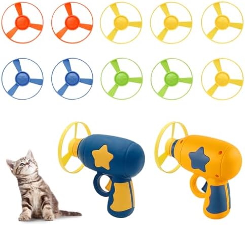 Andiker Cat Fetch Toy, Interactive Kitten Flying Disc Launcher Toy