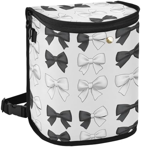 Car Trash Can Black White Bows Car Garbage Bag