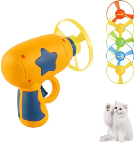 Andiker Cat Fetch Toy, Interactive Kitten Flying Disc Launcher Toy