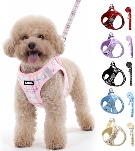 AIITLE Step in Dog Harness and Leash Set Plaid Adjustable