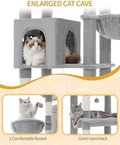 Hzuaneri Tall Cat Tree 75 Inch, Indoor Large Multi-Level Cat Tower