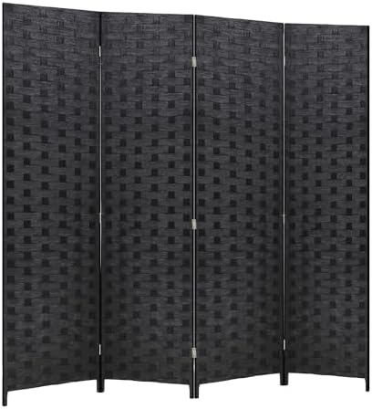 FDW 4-Panel Folding Room Divider | 6ft, Coal Black | Light & Portable