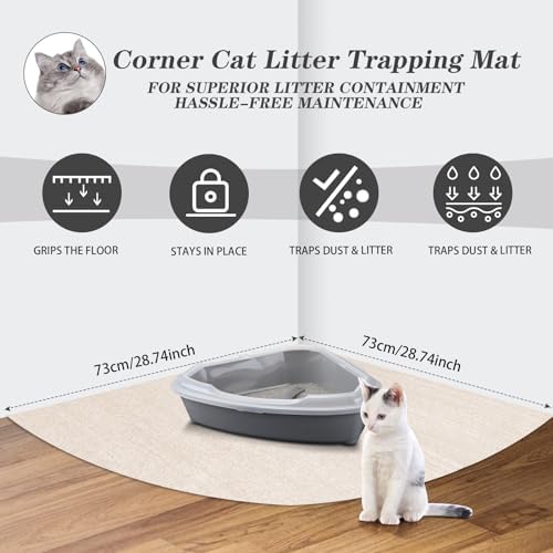 Tinideya 2 Pcs Corner Cat Litter Mat Waterproof Litter Box Mat