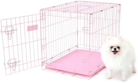 Carlson Pink Secure and Compact Single Door Metal Dog Crate