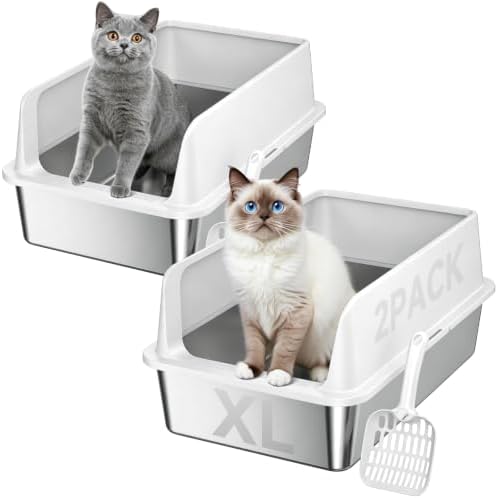 High-Sided Stainless Steel XL Cat Litter Box