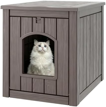 Cat Litter Box Enclosure, Plastic Hidden Litter Box Side Table