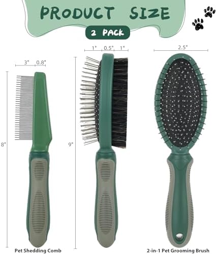 2PCS Pet Grooming Brush and Deshedding Comb Tools