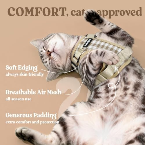 rabbitgoo Cat Harness and Leash Set, Escape Proof Vest, Foamy Coffee