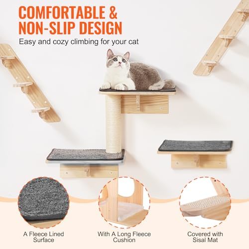 VEVOR Wall Mounted Cat Shelves, Cat Wall Shelves and Perches