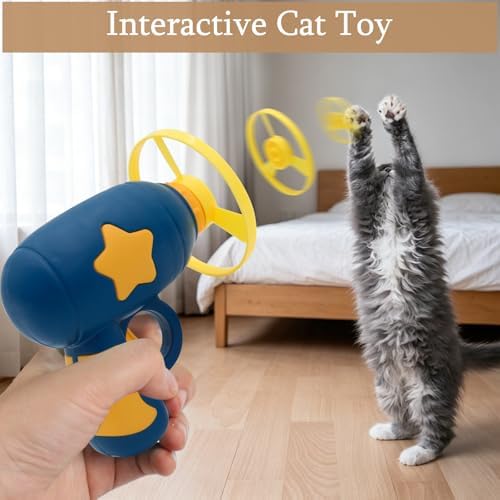 Andiker Cat Fetch Toy, Interactive Kitten Flying Disc Launcher Toy