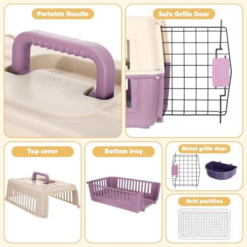 2 Set Hard Plastic Pet Carrier Breathable Dog Cat