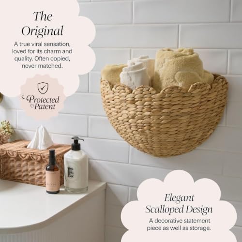 BEBE BASK Scalloped Wicker Wall Basket