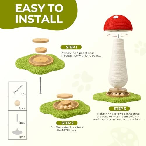 Cat Scratching Post, Mushroom Cat Scratcher