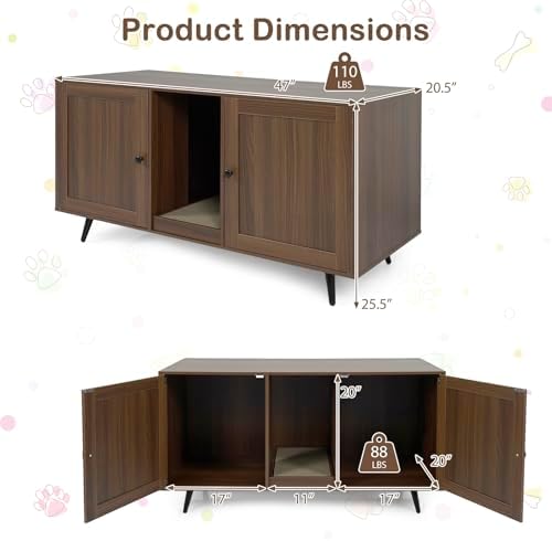 Tangkula Double Cat Litter Box Enclosure