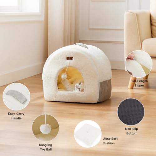 ZOMISIA 2in1 Cat Bed Cave for Indoor Cats & Small Dog,