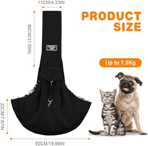Dog Sling Carrier with Padded Strap, Reversible Pet Carrier