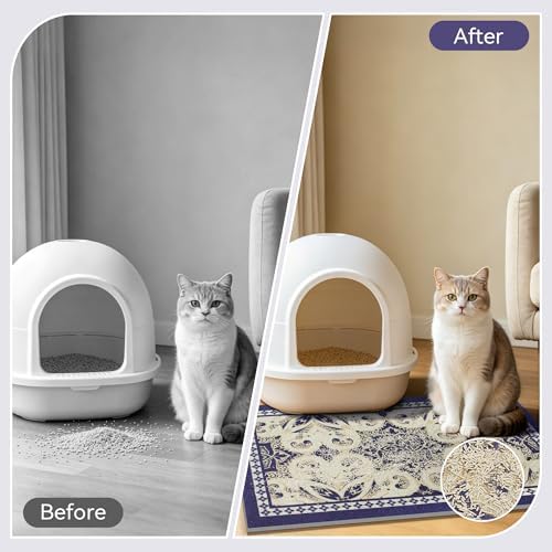 Cat Litter Mat, Waterproof & Non-Slip Backing, Litter Box Catcher, Soft on