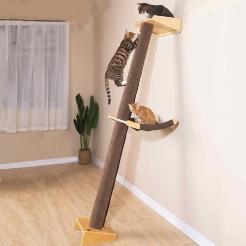 Modern 78.7“ Tall Leaning Wall Carpet Cat Tree Tower Scratching Post Pillar