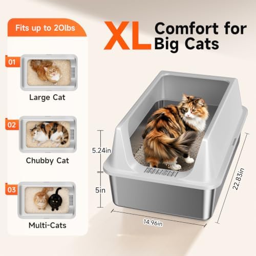 2 Pack XL Stainless Steel Litter Box