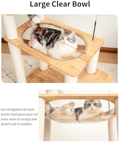 Wood Cat Tree for Large Cats, Modern Cat Tree Tower