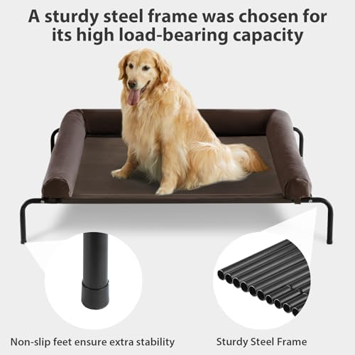 RRPETHOME Large Elevated Cooling Cot, Portable Outdoor Raised Dog Bed