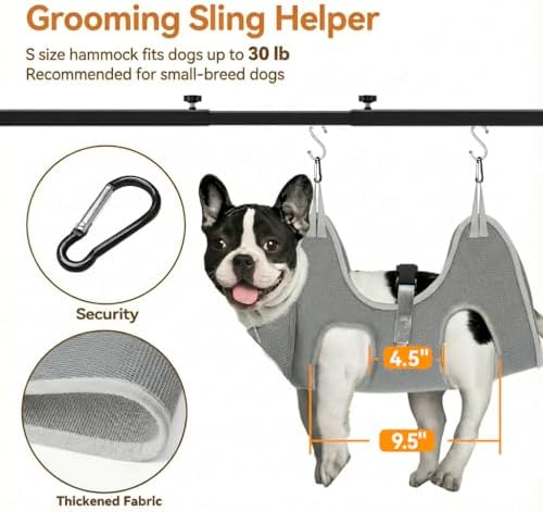 H Shape Dog Grooming Arm for Table, S Size Hammock, 31-43" W