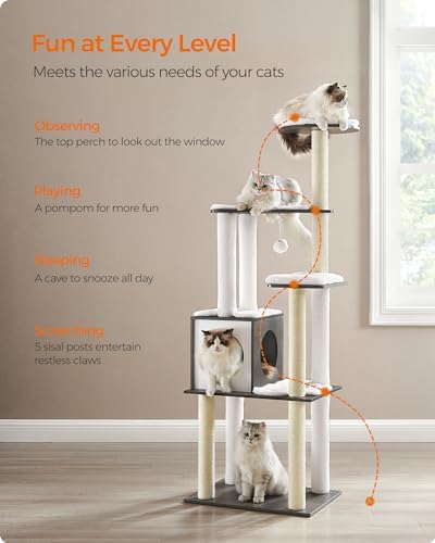 Feandrea Cat Tree, 65-Inch Multi-Level Tower