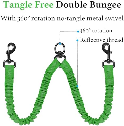 iYoShop Double Dog Leash, 360° Swivel, No Tangle