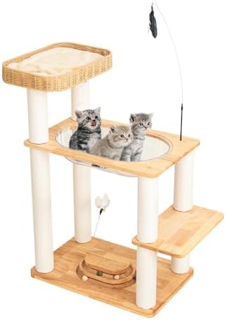 Wood Cat Tree for Large Cats, Modern Cat Tree Tower