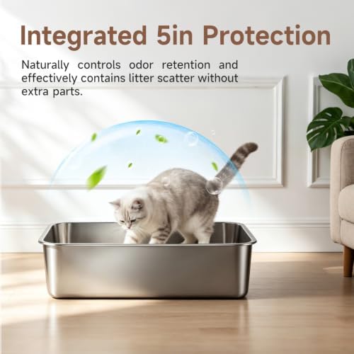 Stainless Steel High Sides Cat Litter Box
