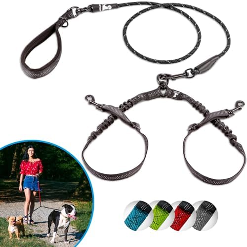 SparklyPets Double Dog Bungee Rope Leash