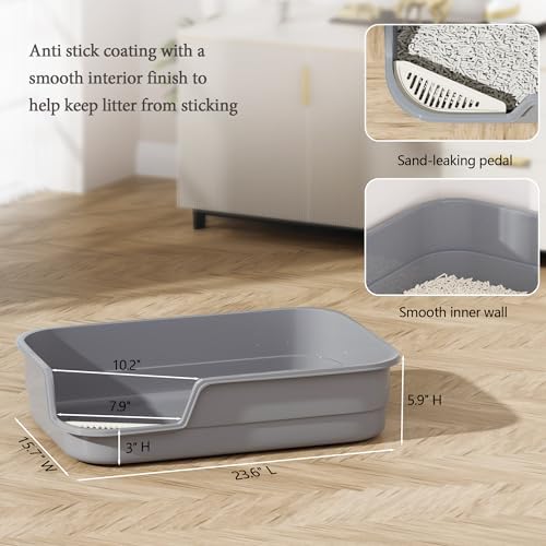 Vealind Extra Large Cat Litter Box High Sided and Low Entry Litter Tray